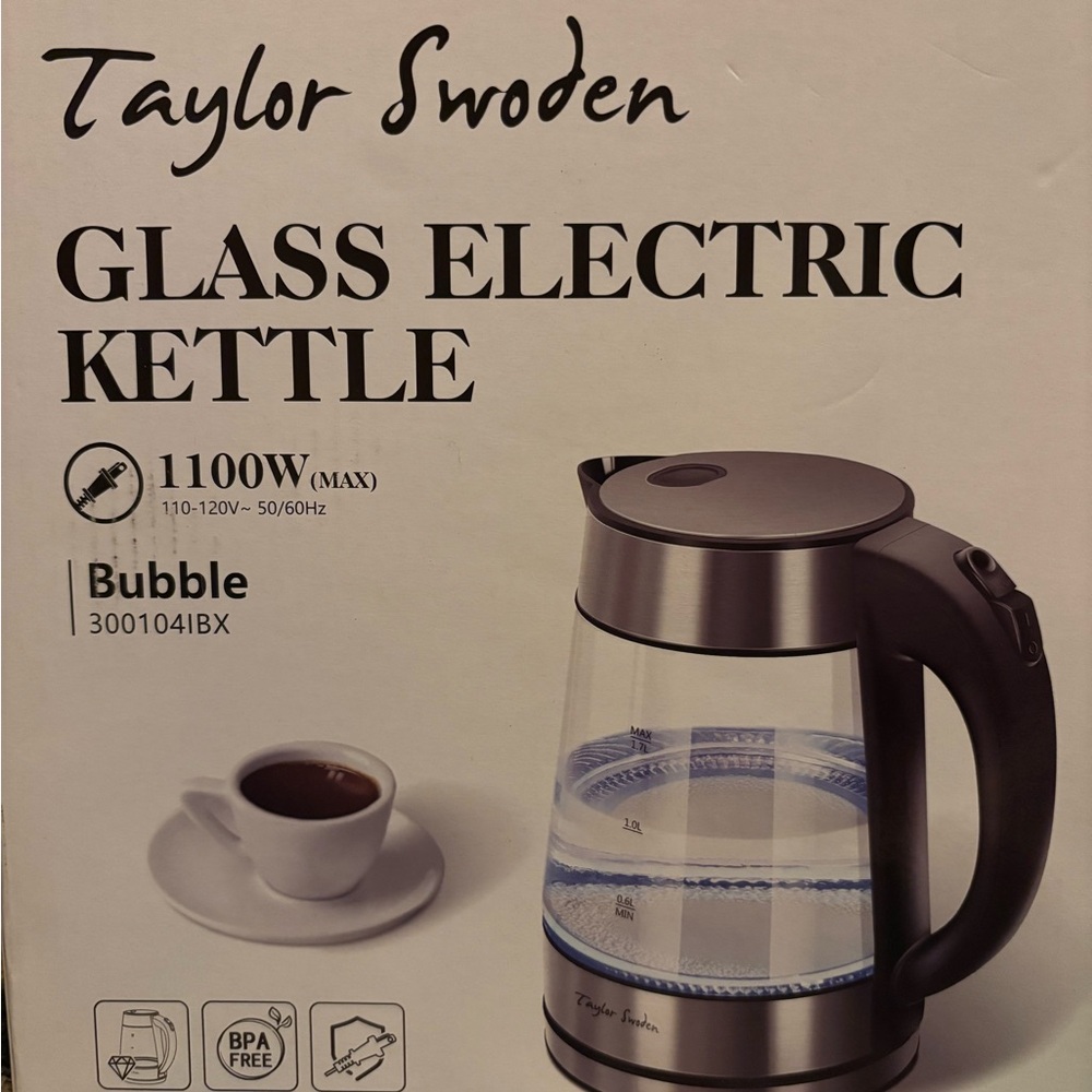 Glass Electric Kettle - Black and Silver